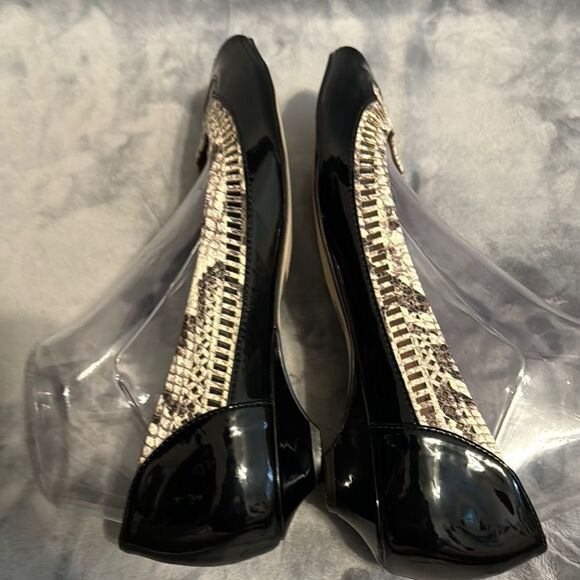 Avida Preto/Cobra Peep Toe Flats.  EU 37 - Picture 5 of 9